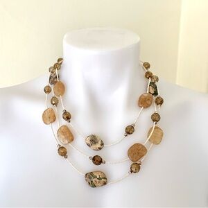 Rainforest jasper pineapple quartz agate glass crystal beaded necklace